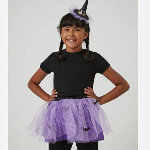 Forever 21 Purple Halloween Costume with Sparkly Tulle Kids Witch Costume OS - Picture 1 of 7